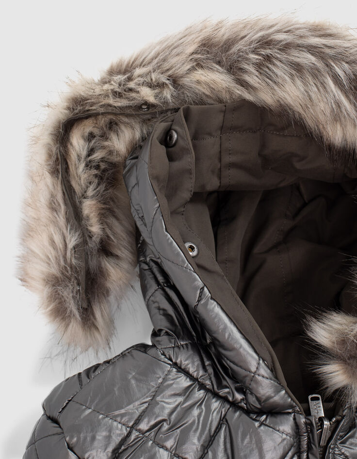 Parka r&eacute;versible bronze et matelass&eacute;e m&eacute;tallis&eacute;e fille-5