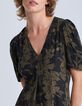 Lange zwarte jurk lelieprint Dames-1