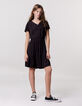 Robe noire jacquard gaufré fille-1