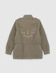 Girls' khaki safari jacket with XL embroidered back-2