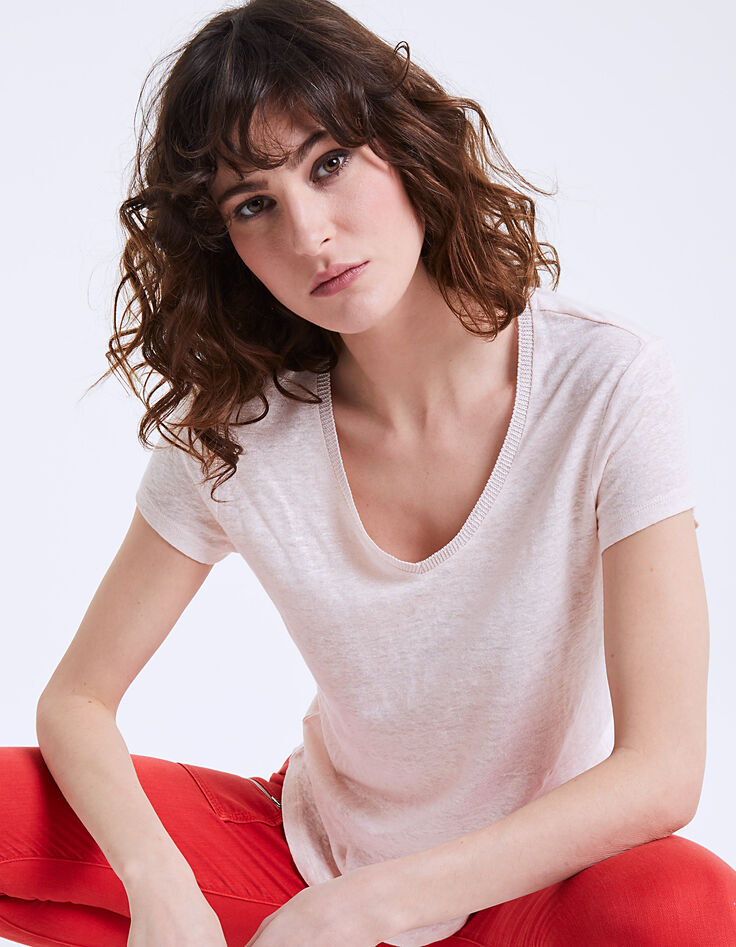 Tee-shirt en lin foil femme-2 Tee-shirt en lin foil femme-2