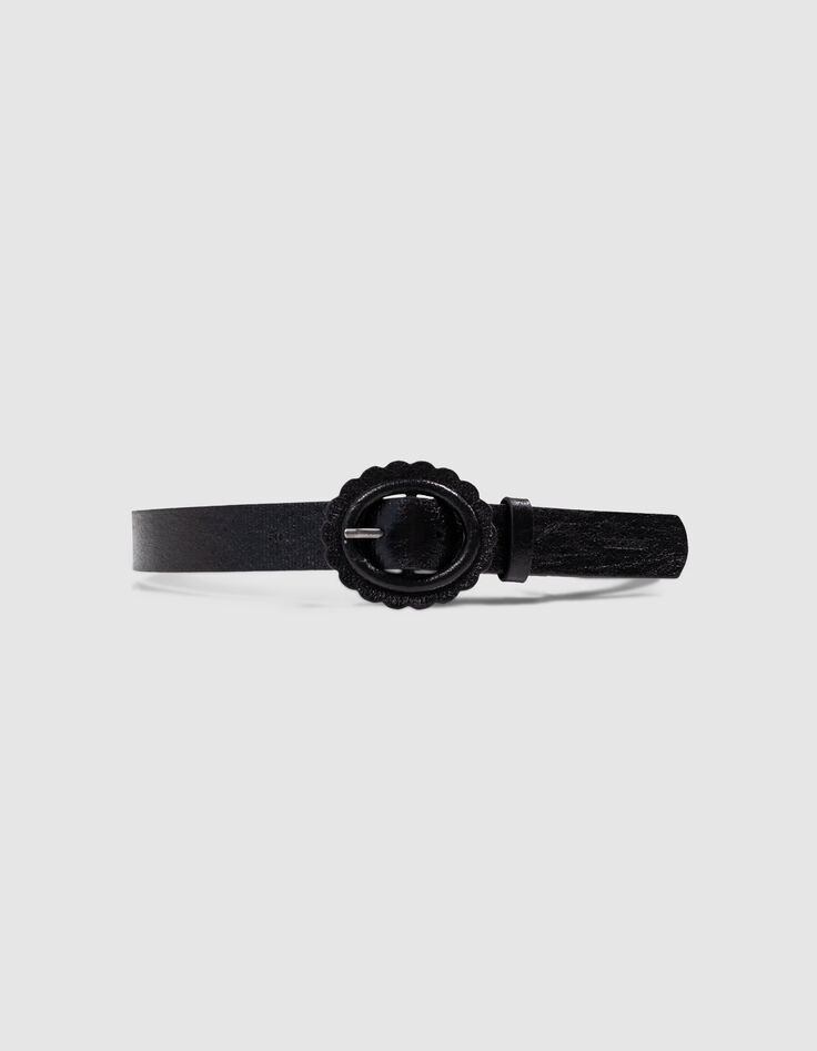 Girls’ black belt with flower buckle-3 Girls’ black belt with flower buckle-3