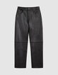 Pantalon droit en cuir noir Femme-6