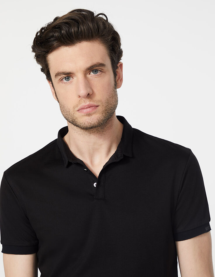 Men’s black Interlock short sleeve polo shirt-2