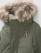 Parka caqui claro forrada con capucha bebé niño -3