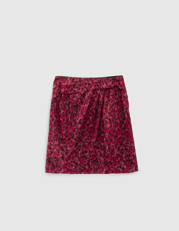 Jupe courte rose imprimé léo rock recyclée Femme-4