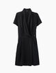 Schwarzes Wickelkleid aus Polyesterchiffon-1