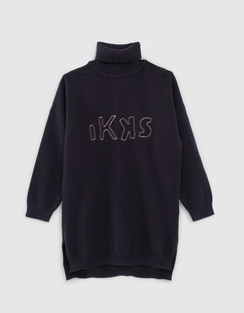Girls’ dark navy knit rollneck sweater - IKKS