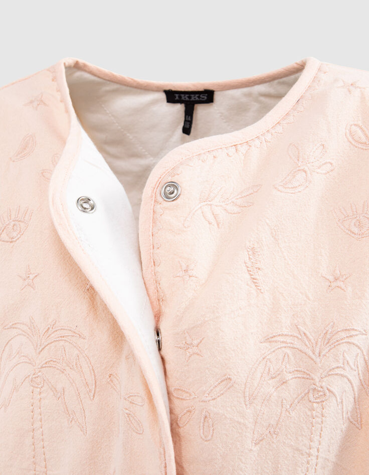 Girls’ powder pink jacket with Boho embroidery-5