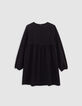 Girl's black sequined embroidered heart dress-6