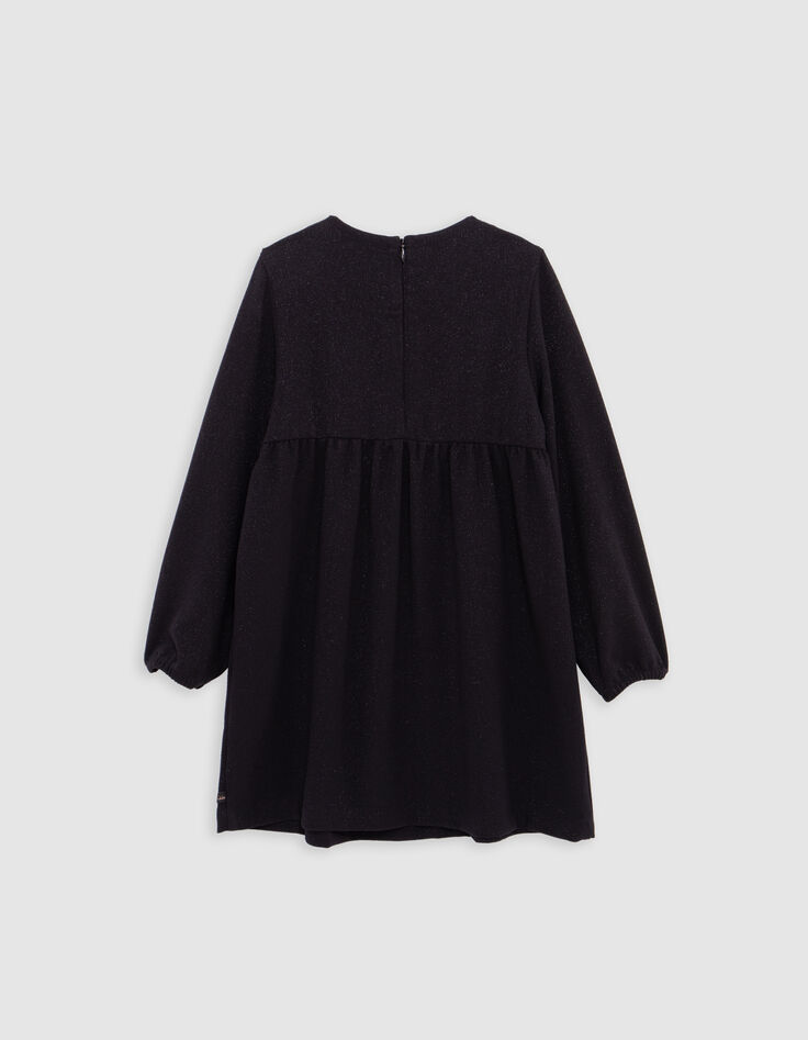 Girl's black sequined embroidered heart dress-6