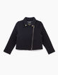 Cardigan noir esprit motard molleton matelassé fille-3