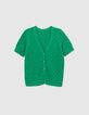 Camiseta menta punto calado mujer-6