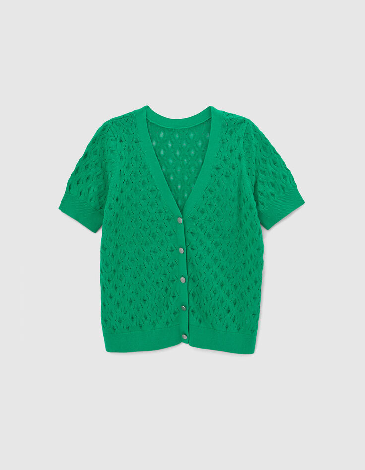 Camiseta menta punto calado mujer-6