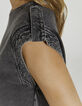 Tee-shirt en coton bio gris délavé pattes épaules femme-4