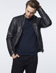Blouson en cuir noir matelassé esprit motard Homme-3