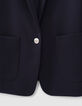 Veste tailleur marine rayures col et manches femme-3