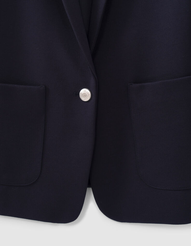 Veste tailleur marine rayures col et manches femme-3