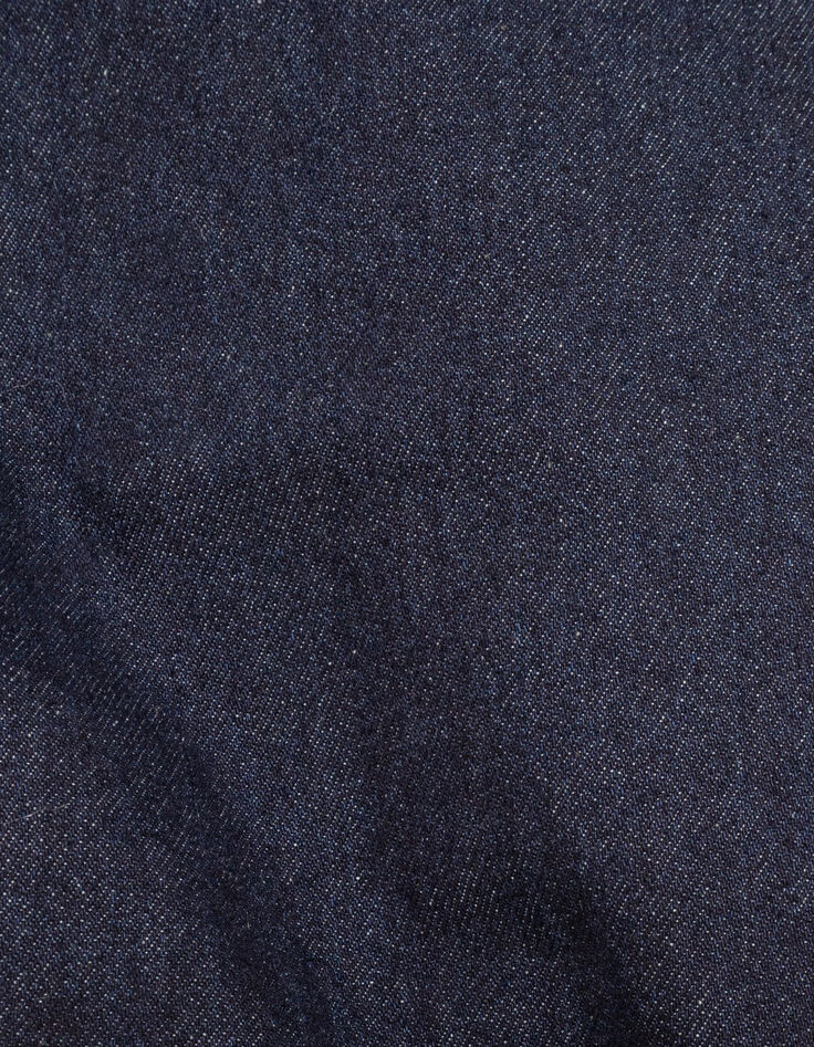 Marineblaue weite Mädchenjeans mit festem Revers-9
