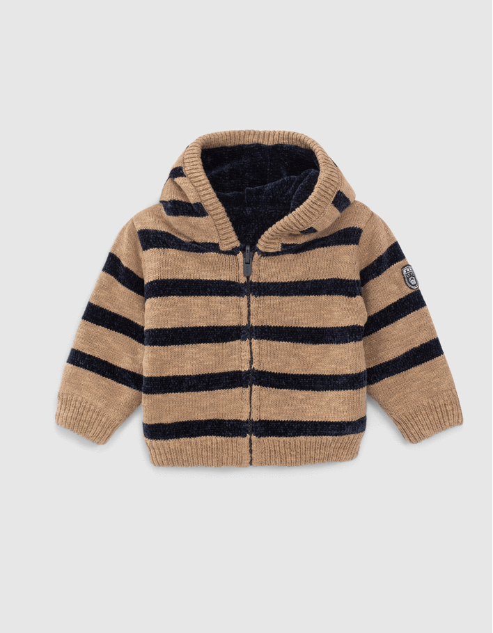 Veste r versible beige ray navy b b gar on