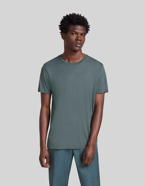 Men’s bluish green cotton modal blend T-shirt - IKKS