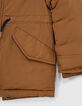 Cognac parka met gevoerde kap jongens -4