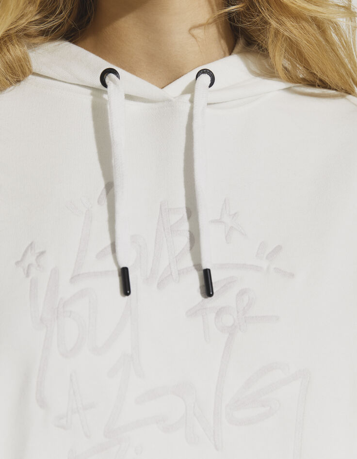 Sweat long oversize molleton blanc cassé visuel tag femme-3