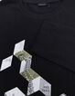 Zwart gedestructureerd T-shirt in biokatoen voor jongens-5