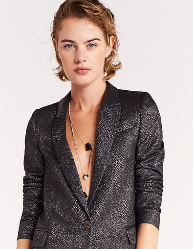 Women’s silver python jacquard suit jacket - IKKS