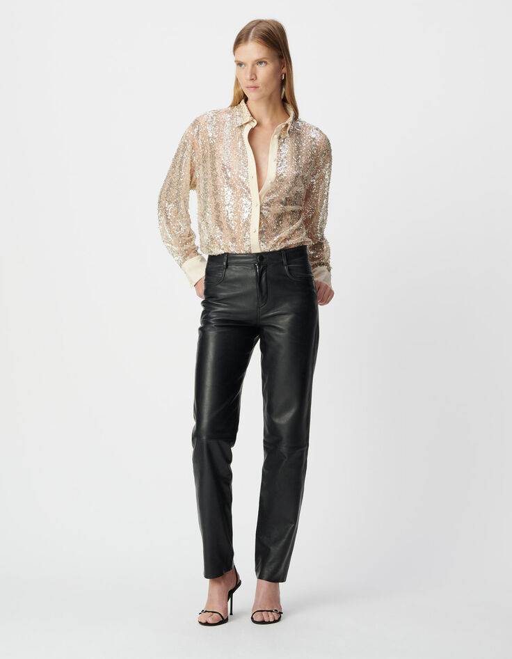 Women’s gold bead and sequin-embroidered shirt-1