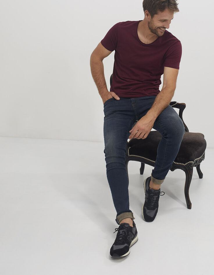 Blauwe slim herenbroek-7