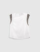 Women’s white top with beads and sequins on shoulders-6