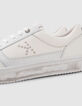 Women’s white leather K studded trainers-4