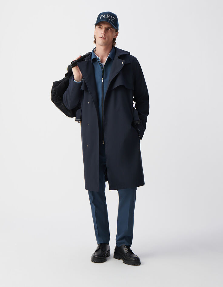 Herren-Trenchcoat, marineblau, Nylon, WATERPROOF-1