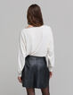 Jersey cuello joya de punto crudo para mujer-5