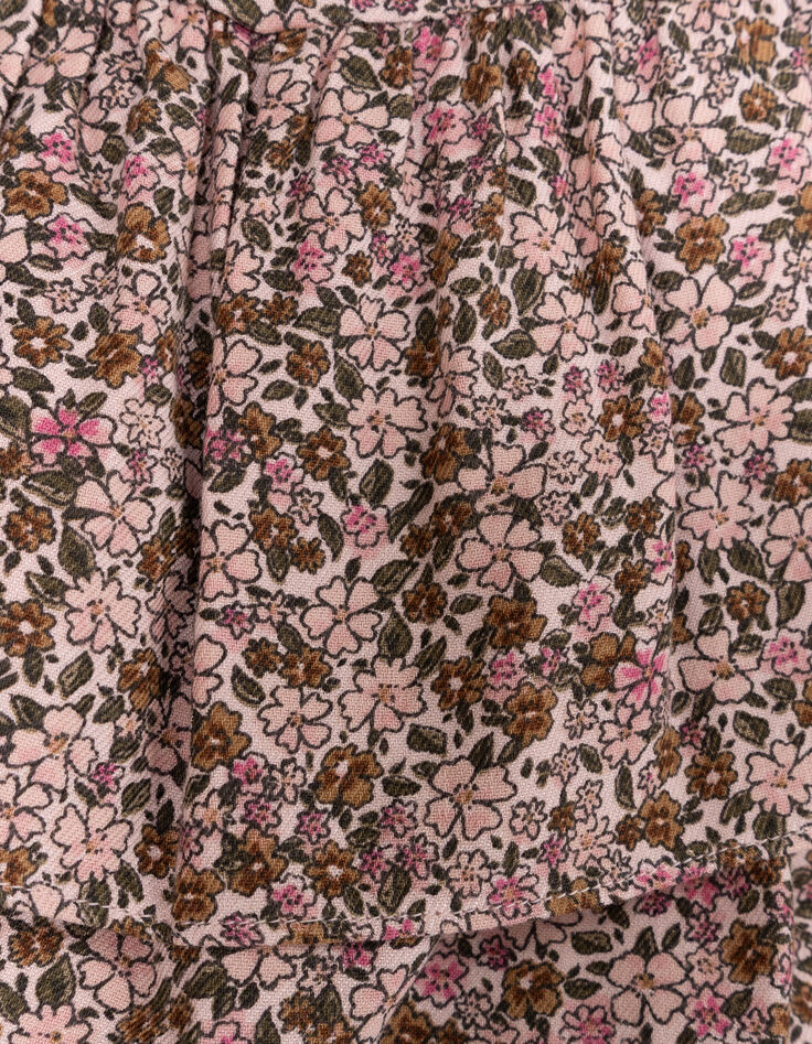Girls’ pink short skirt with autumn flower print-8 Girls’ pink short skirt with autumn flower print-8