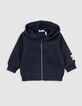 Blauw ritsvest met kap babyjongens-1