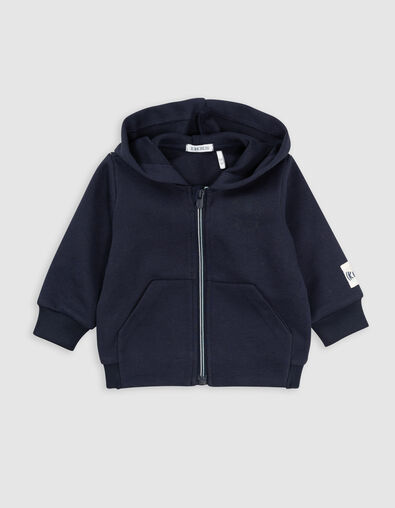 Blauw ritsvest met kap babyjongens - IKKS