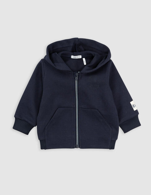 Cardigan bleu zippé à capuche bébé garçon - IKKS