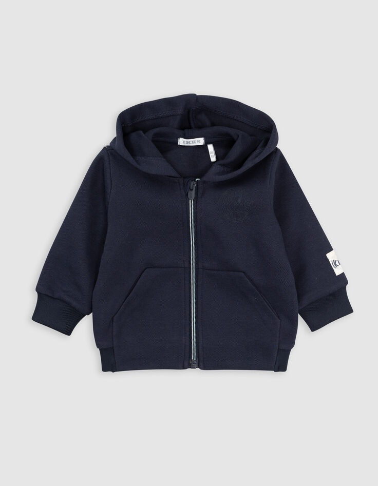 Blauw ritsvest met kap babyjongens-1