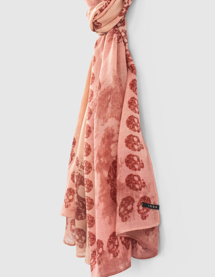 Women’s pink skull motif tie-dye scarf-5