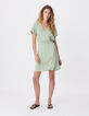 Women&rsquo;s flowing green wrap-style dress-1