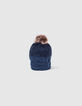 Gorro azul oscuro y negro punto deep dye niño -5