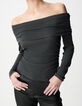Graues Damen-T-Shirt mit Paillettenbesatz und Bustier-Ausschnitt-4