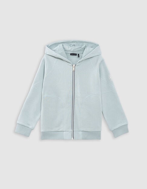 Cardigan vert d'eau à capuche zip bicolore garçon - IKKS