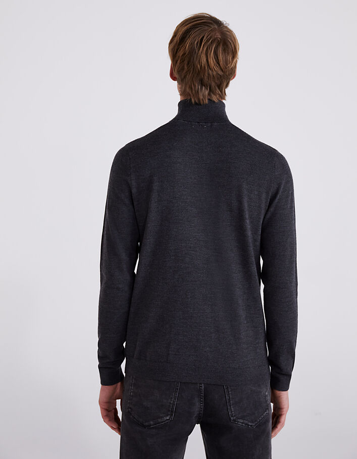 Men’s charcoal grey marl roll neck sweater - IKKS