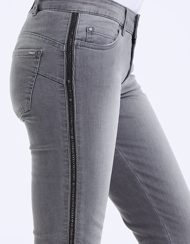 Women's grey 7/8 slim sculpt-up jeans, side braid-5