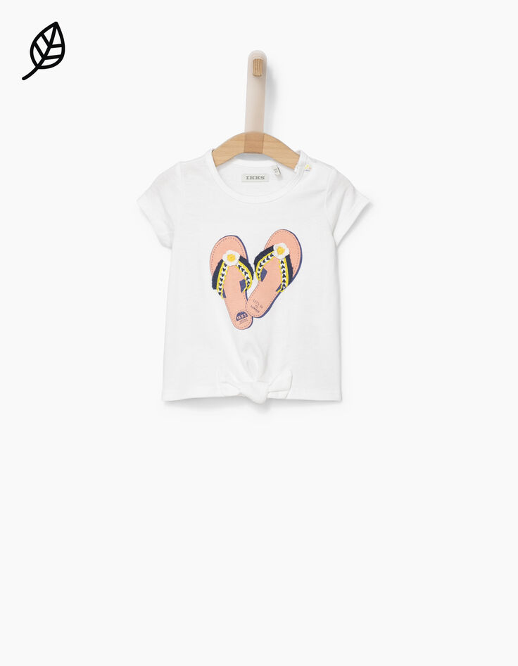 Wit T-shirt met slippers voor babymeisjes-1