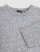 Robe pull gris tricot jacquard lurex fille-5