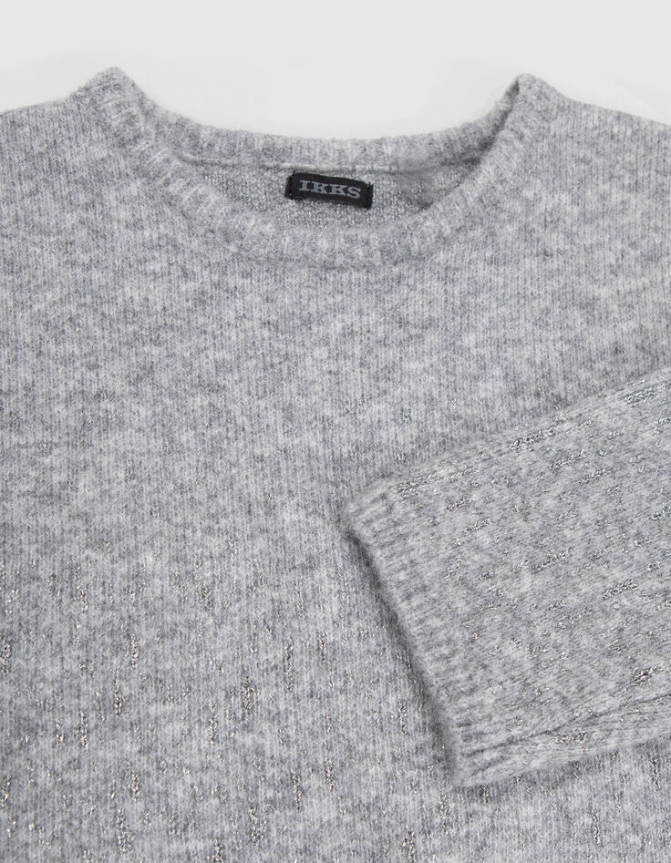 Robe pull gris tricot jacquard lurex fille-5